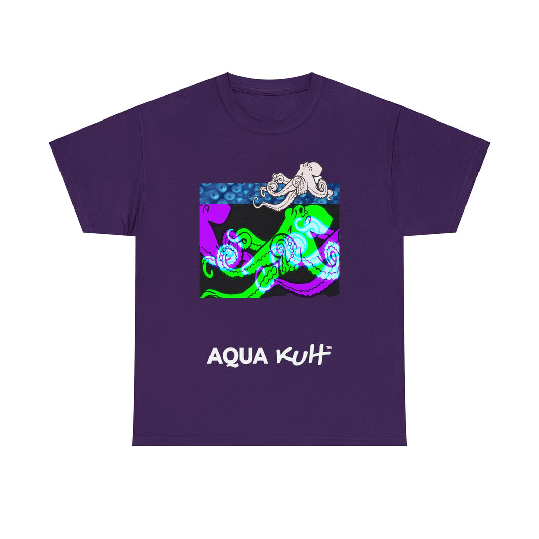 neon green purple octopus print t-shirt