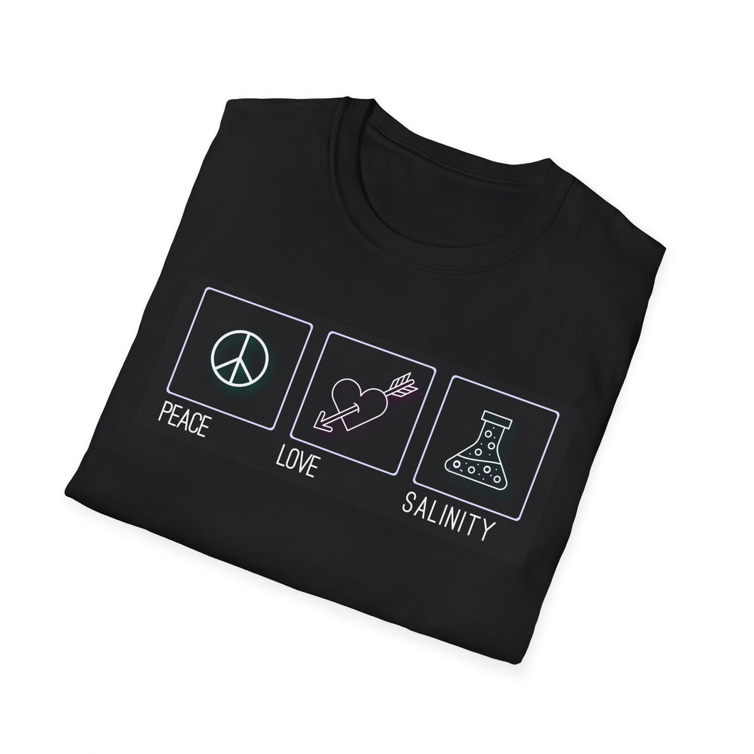 Peace, Love & Salinity T-Shirt - Black - Reef Tank