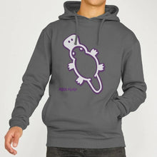 Load image into Gallery viewer, Platypus design hoodie purple grey
