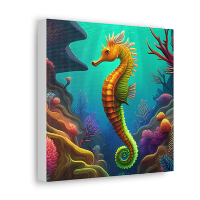 seahorse artwork picture canvas aqua Kult