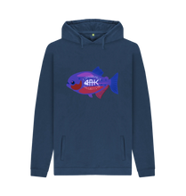 Load image into Gallery viewer, Blue Piranha Design Hoodie - with AK Collective emblem.
